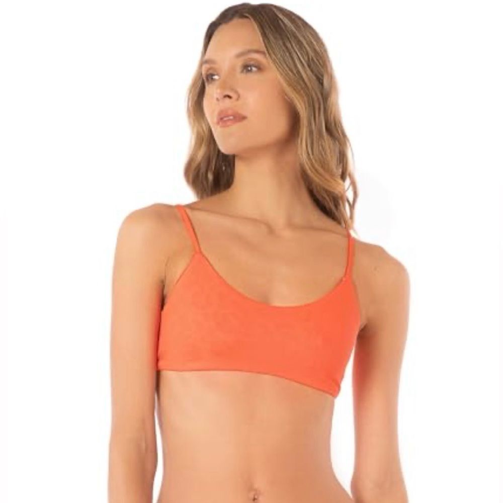 Maaji Lanai Bralette Bikini Swimwear Top Orange Leopard Print Reversible S NWT